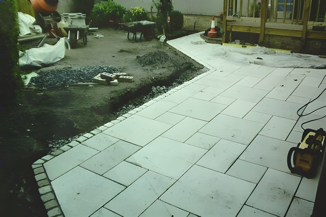 Slab and decorative edging installed