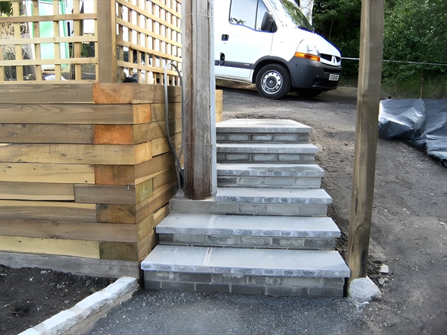Steps to rear parking area