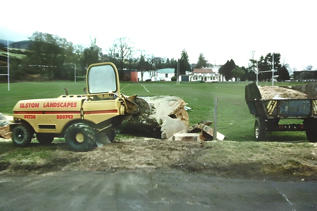Playing field stump removed - area ready for turfing